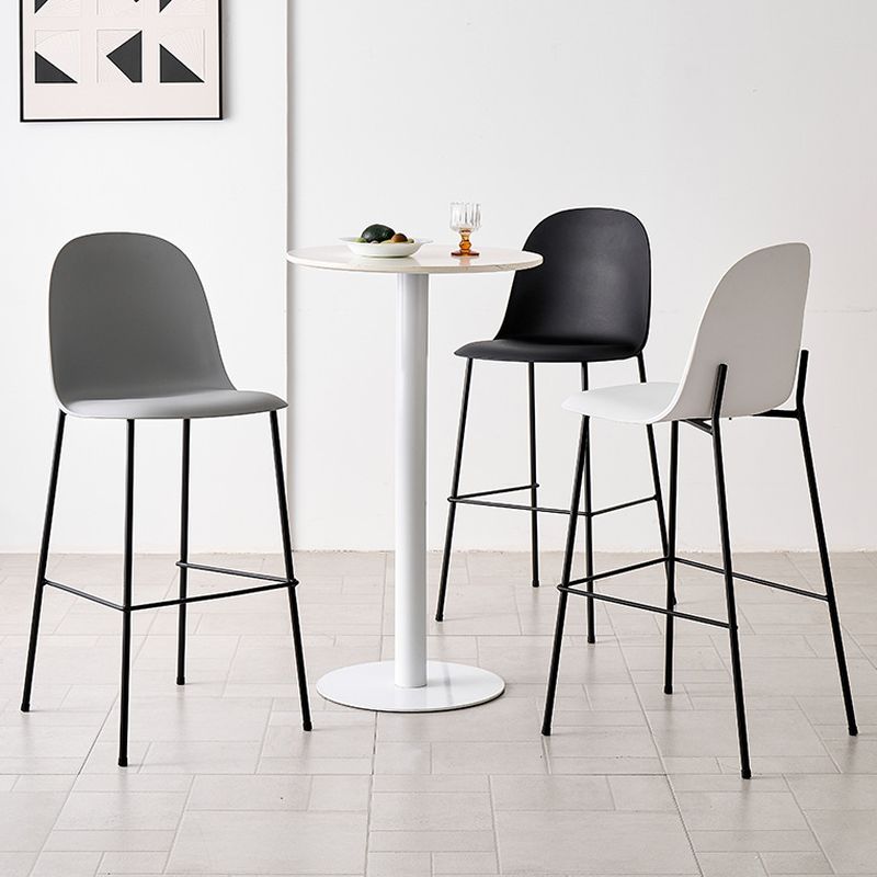 Casual Polymer Bar Stools in White/Lemon Color/Blue with Back, Rectangle Seat, and Leg Rest