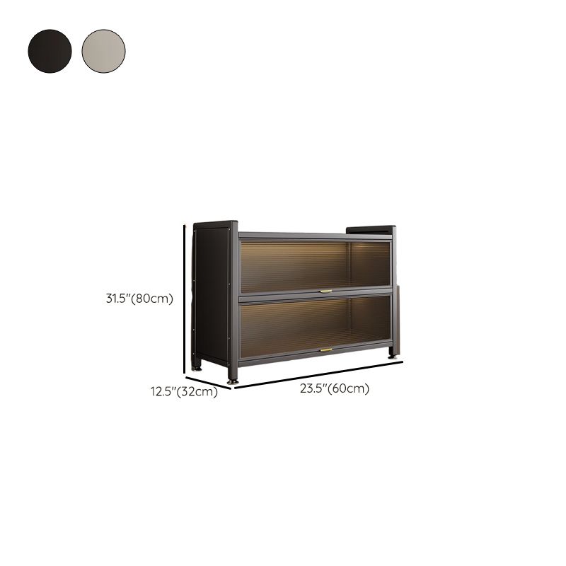 Self-supporting Microwave Shelf Cabinet with Hutch, 1 Shelf Larder, Steel Countertop, and 4 Doors/3 Doors/2 Doors