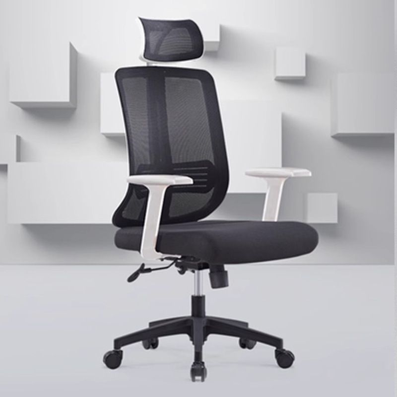 Upholstered Midnight Black Study Chair with Wheeled Waterfall Seat, Lumbar Support, Adjustable Back Angle, and Headrest