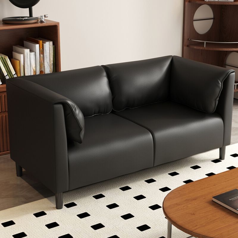 Contemporary Modern Solid Color Stain Resistant Loveseat in Navy Blue/Sage/Amber Color with 2 Pillows, 2-seater