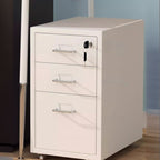 Art Deco Alloy Vertical Filing Cabinet: Flameproof with Swivel Wheels and Soft Close Features