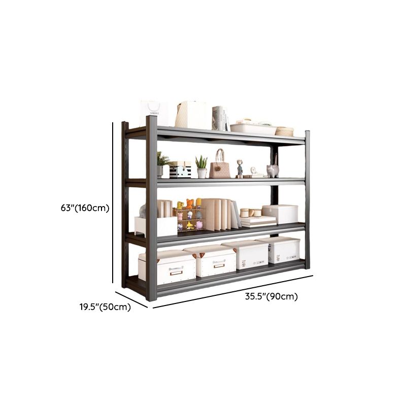 Ink Industrial Warehouse Storage Rack with 4 Floating Shelves, Alloy Frame, and Detached Installation
