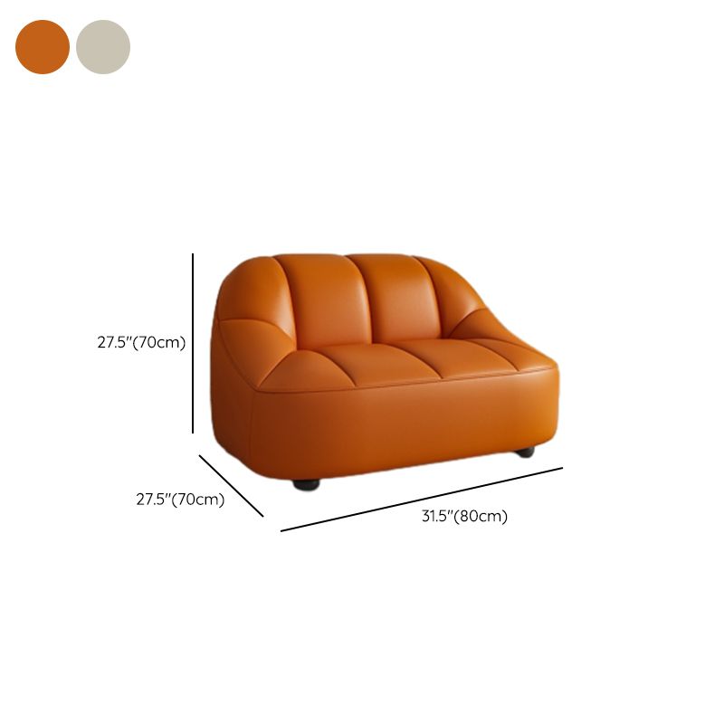 Loveseat/Single Sofa in Midnight Black/Amber Color/Off-White Pu Leather with 1 Pillow