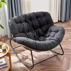 Modern Indoor Rocking Chair with Tufted Upholstered and Black Metal Frame