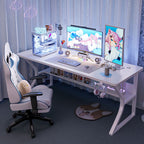 Minimalist Rust Resistant Gaming Computer Desk with Sled Base, Exterior Shelf, and Wire Management in Manufactured Wood