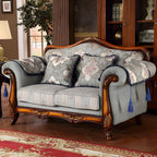 Modern Cotton Blend Rolled Arm Curved Sofa with Camel Back for Apartment