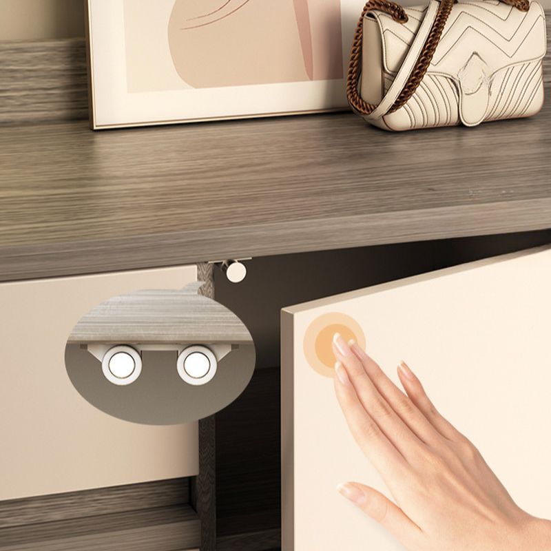 Reclaimed Wood 5 Tiers Shoe Wardrobe with Shelf, Compartments, Cabinet Door, Dustproof, and Closed Back