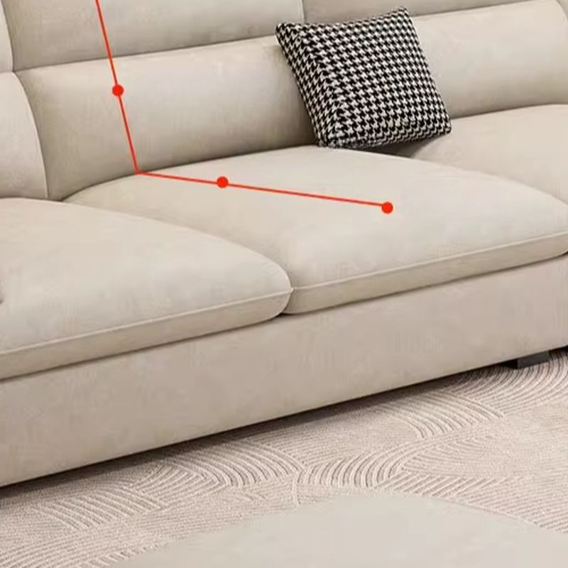 Contemporary Modern Solid Color Water Resistant Standard Sofa in Off-White with Seating for 4, Receptacle Storage, and 3 Pillows