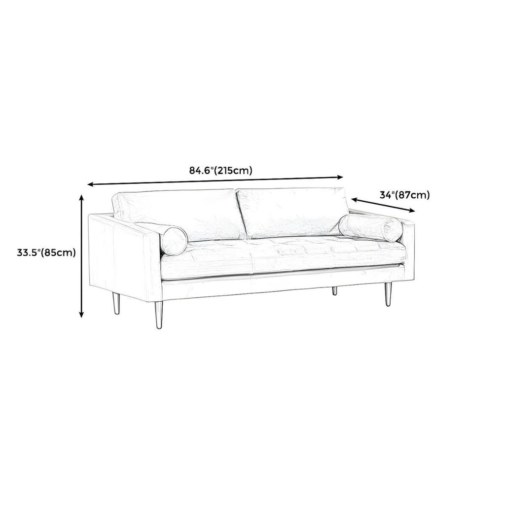 Craftsman Faux Leather Square Tufted Sofa for Living Room 65H