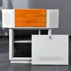 Off-White Modern Steel Full Podium with Storage