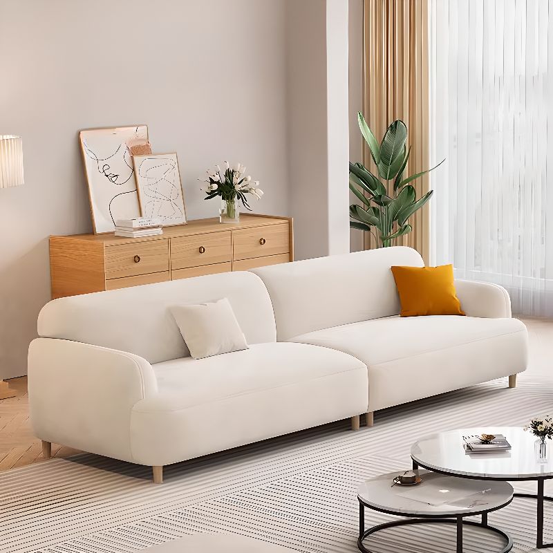 Modish Solid Color Stain Resistant Standard Sofa/Loveseat/Single Sofa in White for 2/3-seater/4-seater with 2 Pillows