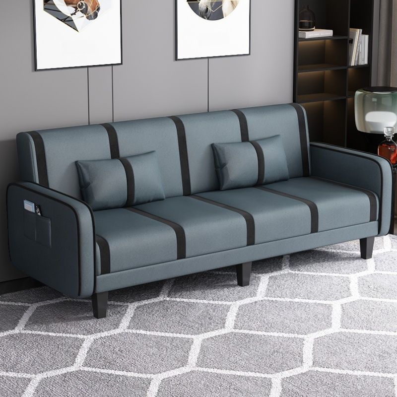 Striped Standard Sofa in Dark Gray/Cerulean/Off-White with Armrest