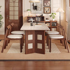 Auburn Double Pedestal Stone Kitchen & Dining Table with Scratch-proofed Sintered Stone Top for 6-seater/8 People