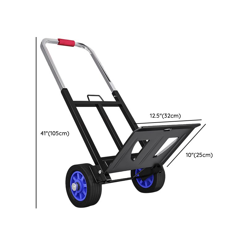 Adult Folding Rolling Cart with Storage Tray, Casters & Handle, Black Metal Frame