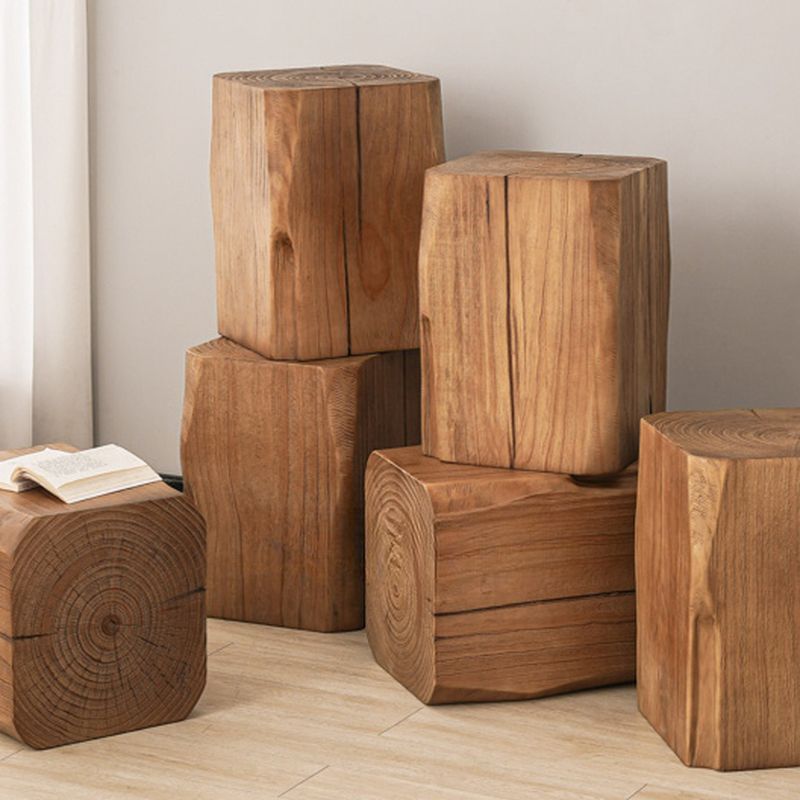 Natural Finish Square Plant Table with Natural Wood Top