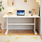 Trendy Rectangular Height-Adjustable Laminate Writing Table in Chalk/Unfinished Color with Hand-Operated Adjustment