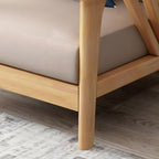 Scandinavian Fabric Sofa with Square Arm and Cushions for Living Room