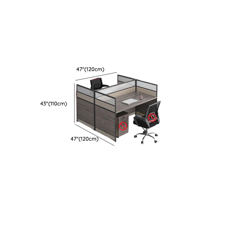 Art Deco Rectangular/Square Office Desk with Reclaimed Wood Gray Table Top, Pc Desk, Desk Included, and Twin Support