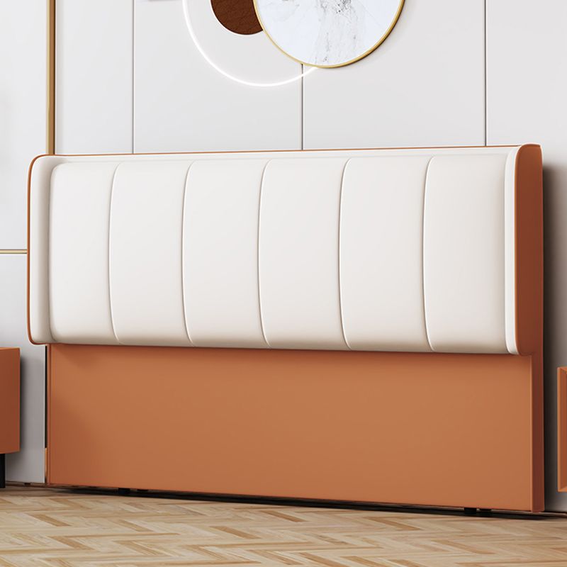 Trendy No Distressing Panel Headboard in Natural Wood, Rectangle Shape for Full/Queen Bed, Sponge Upholstery Fill, Standard Height