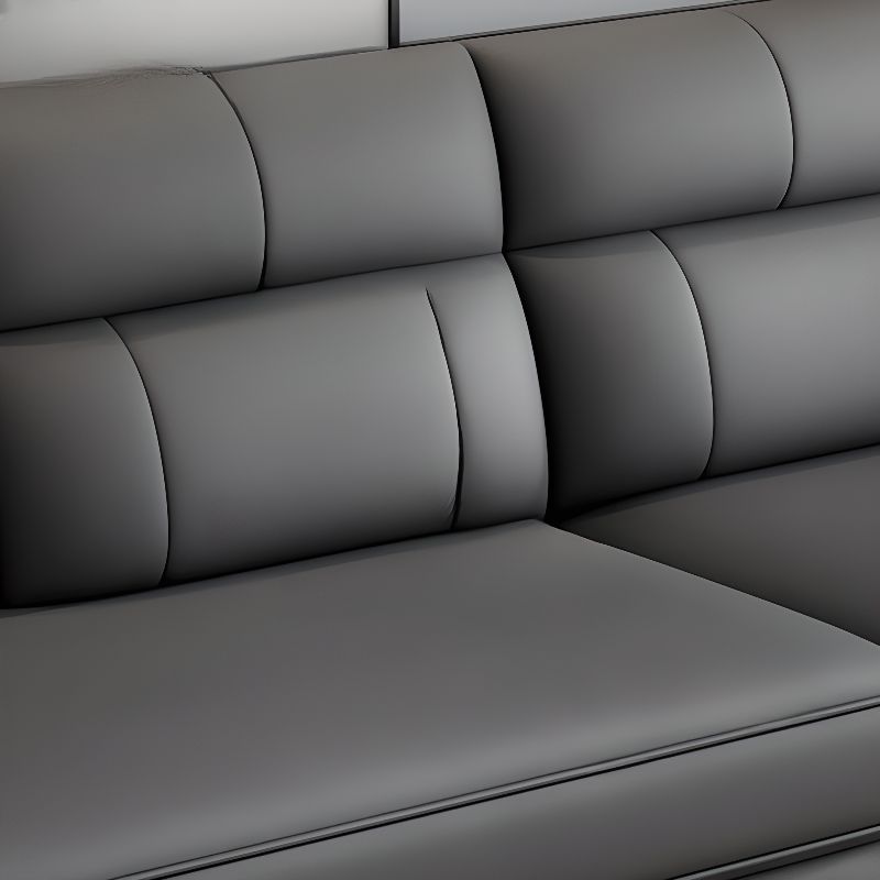 Modish Solid Color Water Resistant Standard Sofa in Midnight Black with Seating for 5/4/3, Receptacle Storage, and 2 Pillows