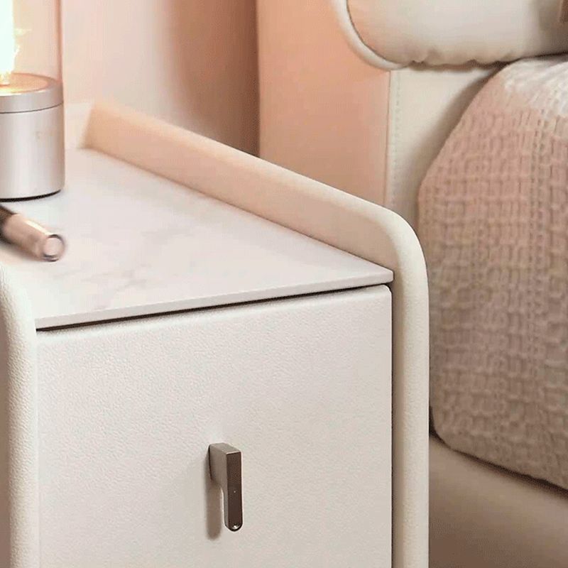 Modish Nightstand With Drawer Organization, 2 Drawers, Stone Countertop, and Leg