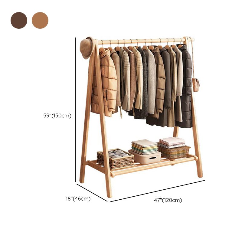 Modern Simple Style Beech Wood Coat Tree with 1 Shelf and Wood Hook Container
