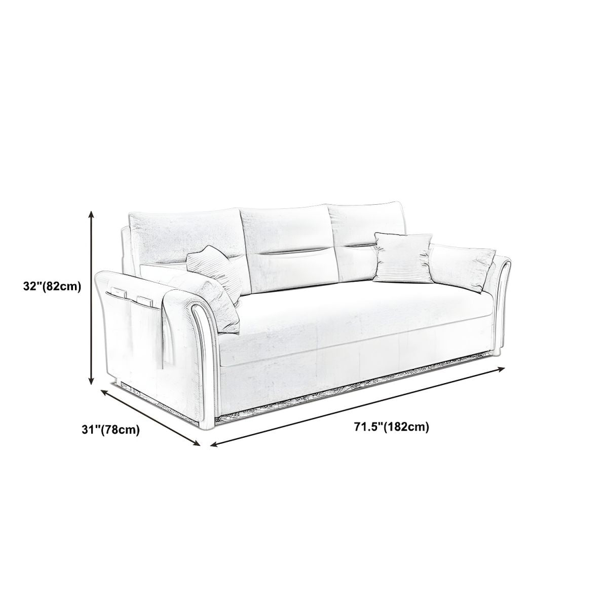 Fabric Sofa Bed Settee Furniture Flared Arm Latex Filled Sofa