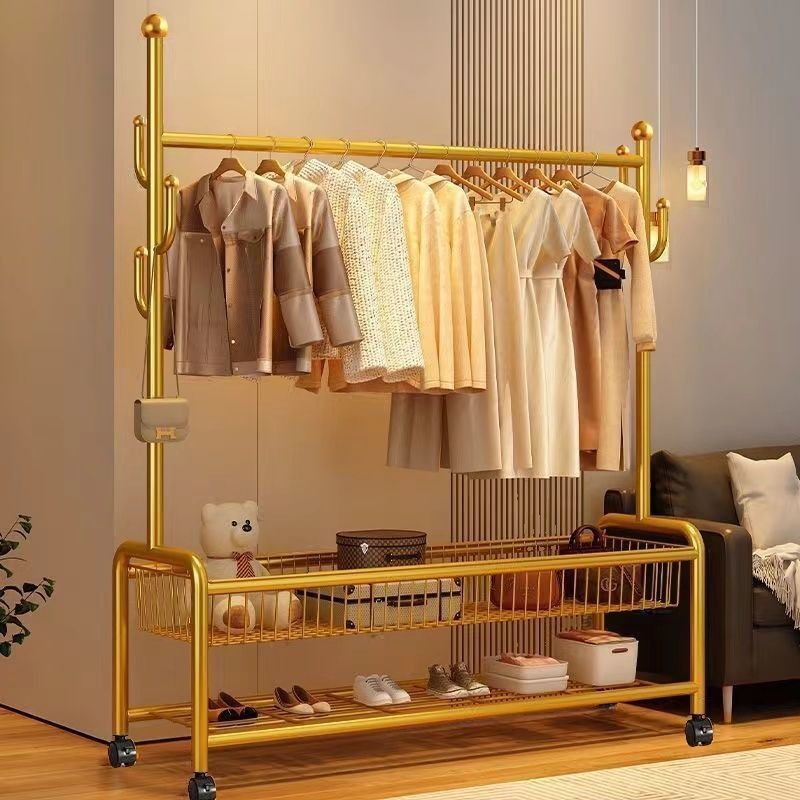 Modern Simple Style/Glam Hall Rack with Receptacle, Steel Frame, 1 Basket, and Shoe Storage