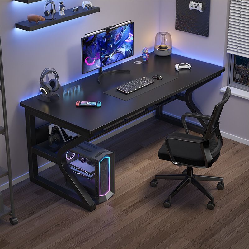 Minimalist Rust Resistant Gaming Computer Desk with Sled Base, Exterior Shelf, Wire Management, and Engineered Wood Top
