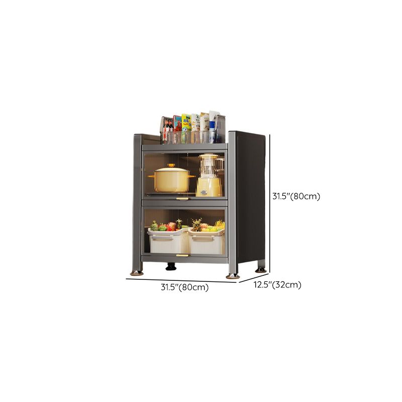 Storm Gray Microwave Shelf Cabinet with Metal Countertop, Self-supporting