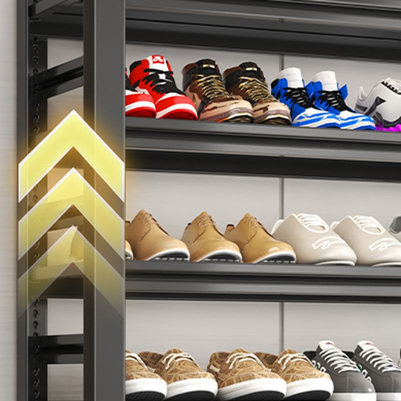 Art Deco Steel Rectangle Ink Finish Shoe Rack with Adjustable Shelves for 40+ Pairs in Drawing Room