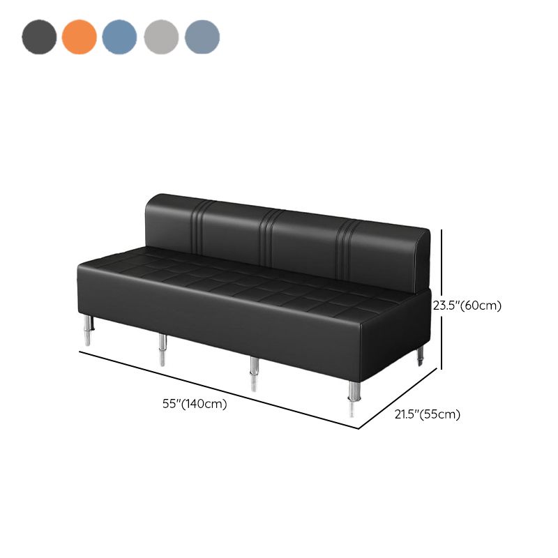 Simplistic Metallic Loveseat with Pleather Upholstery and Legs