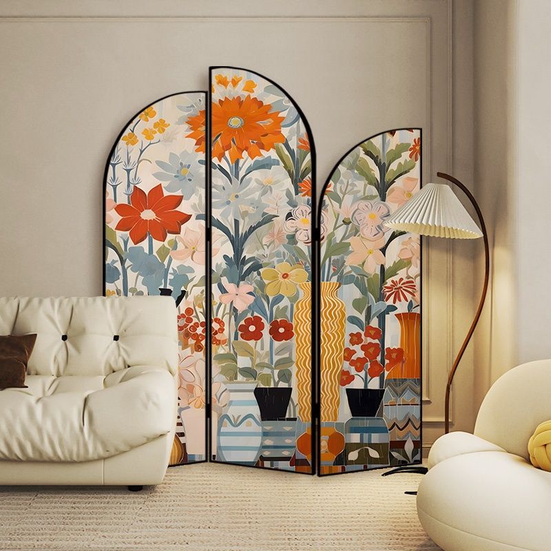 Screen Divider Minimalist Opaque Fold-up with Laminate Frame, 3 Panels, Double Sided Print, and Independent Design