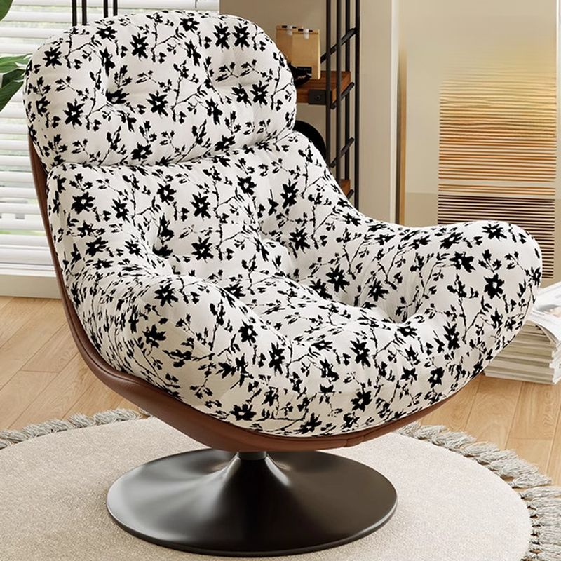 Art Deco Abstract Side Chair with Sewn Pillow Back, Rotatable, Decorative-stitched, and Reclining