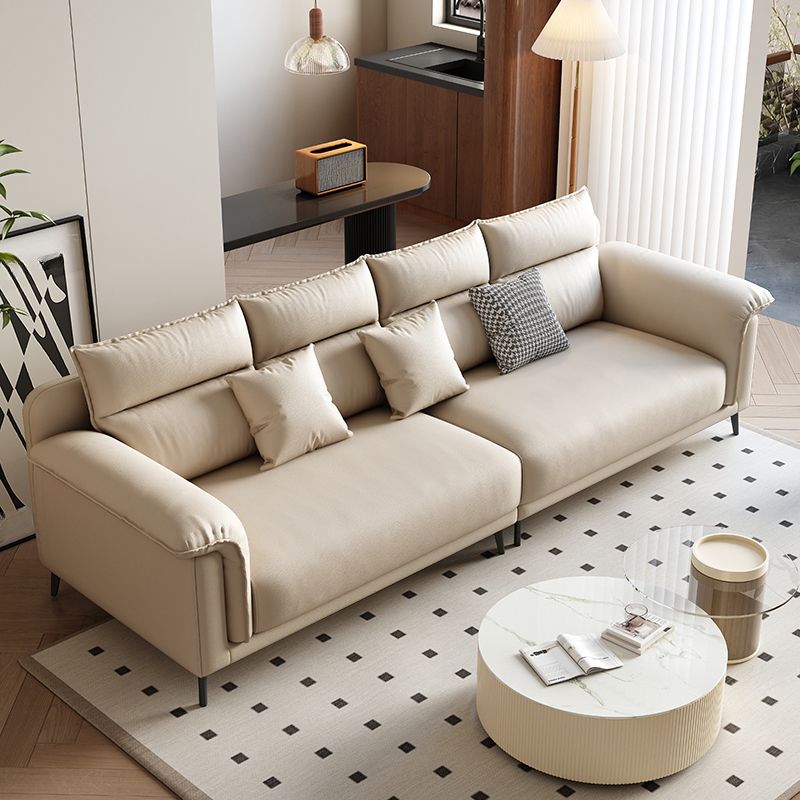 Standard Sofa in Pu with Light Gray/Sand/Off-White Upholstery and 3 Pillows