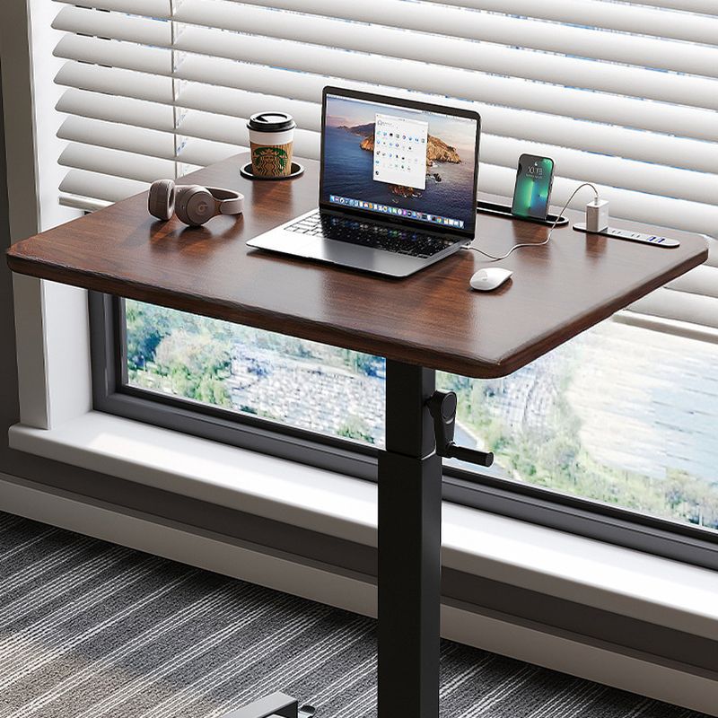 Trendy Engineered Wood Laptop Cart with Flexible Height, Casters, and 4/5/2 Outlets
