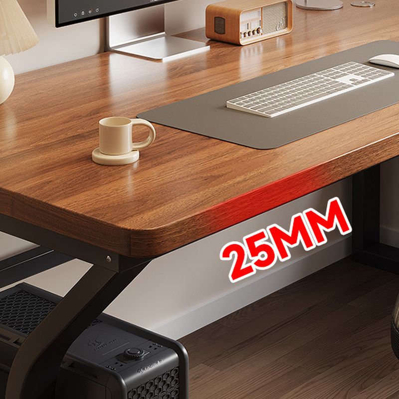 Chalk/Dove Grey/Wood Color Rectangular Carbon Steel Table with Scratch Resistant Toboggan Base and Cable Management, Featuring Rounded Corners