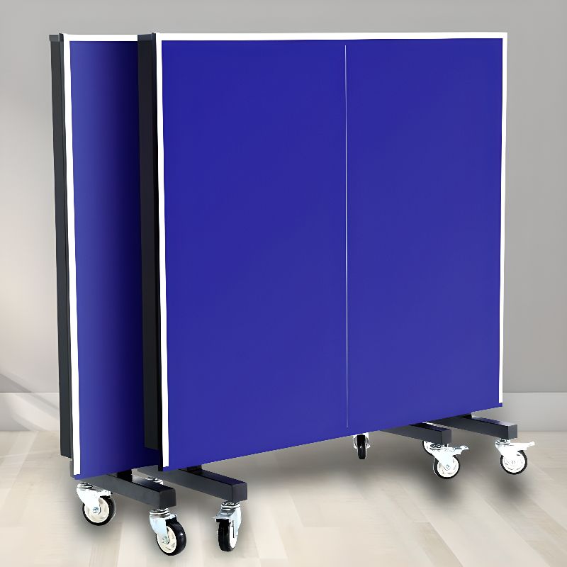 Indoor Dark Blue Synthetic Laminate Ping Pong Table with Table Tennis Paddle Included