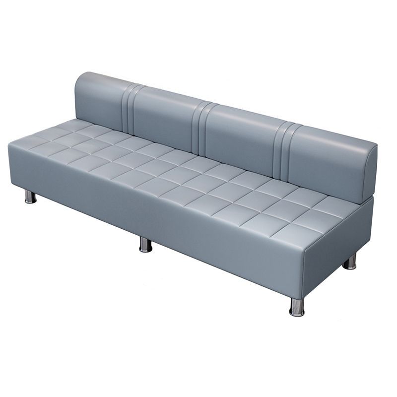 Contemporary Faux Leather Grey/Cerulean/Apricot Sofa for The Parlor