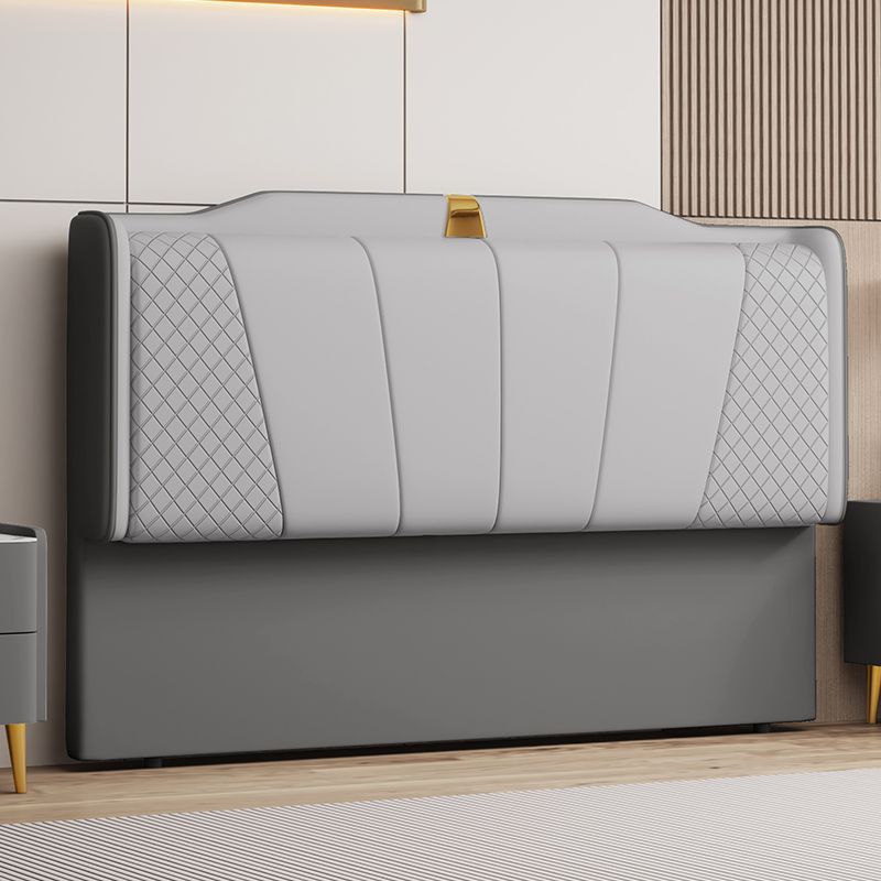 Trendy Panel Headboard in Natural Wood with No Distressing, Scooped Shape for Queen/Full Bed, Sponge Upholstery Fill, Standard Height