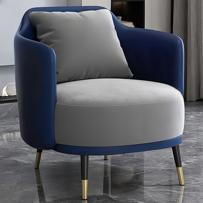 Simplistic Solid Color Arm Chair with Pillow Back in Grey, Including Arms and Pillow