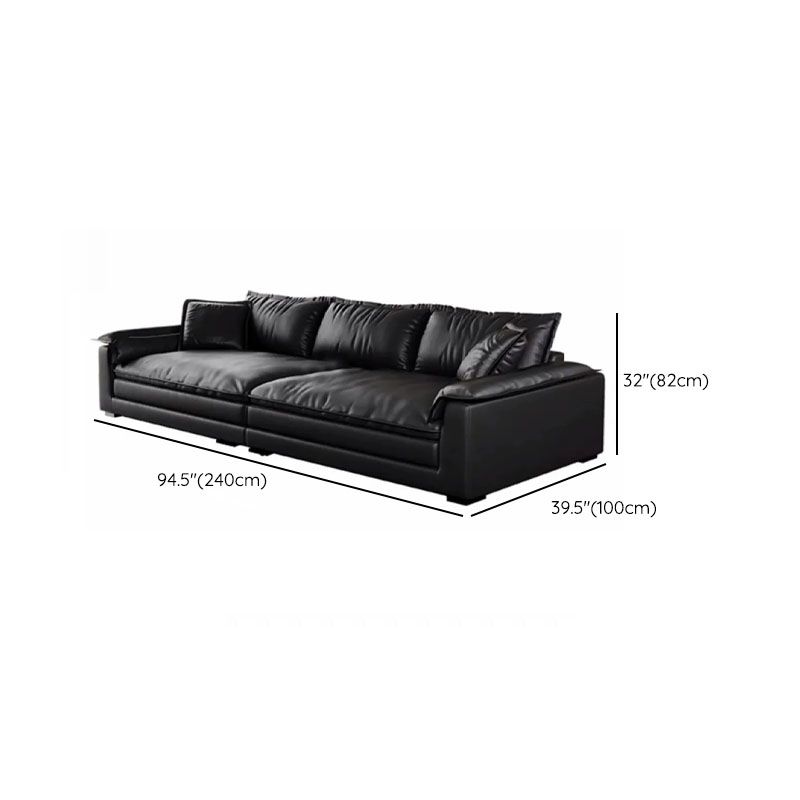Modish Solid Color Stain Resistant Standard/Single Sofa in Black for 4/3/5 Person with 2 Pillows