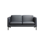 Glam Black Cushions Square Arm Genuine Leather Stationary Sofa