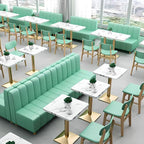 Modern Simple Style Single Sided Booth in Playful Pink/Green with Foam Upholstery