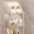 Art Deco Polymerized Material Rectangle Shoe Rack for 1-10 Pairs in Drawing Room with Individual Shoe Cubby Holes