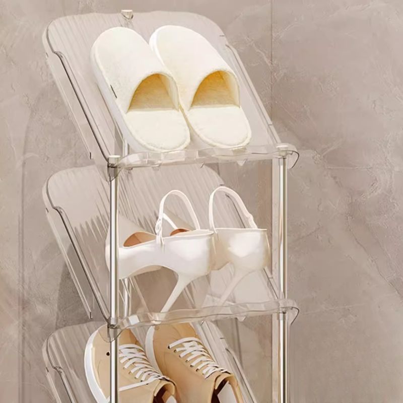 Art Deco Polymerized Material Rectangle Shoe Rack for 1-10 Pairs in Drawing Room with Individual Shoe Cubby Holes