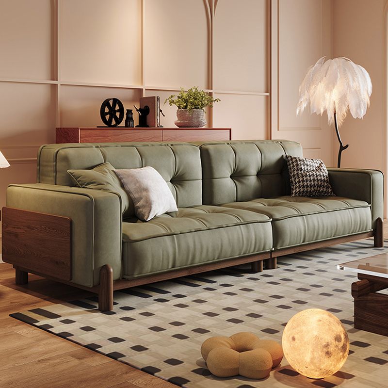 Modern Solid Color Scratch-defiant Standard Sofa in Light Green, Seats 2 with 3 Pillows/2 Pillows