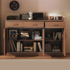 Modern Simple Style Narrow Sideboard with 3 Drawers, Hutch, 2 Shelves, Engineered Wood Countertop, and 3 Doors