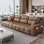 Contemporary Modern Solid Color Water Resistant Standard Sofa in Light Brown, 4-seater with 2 Pillows