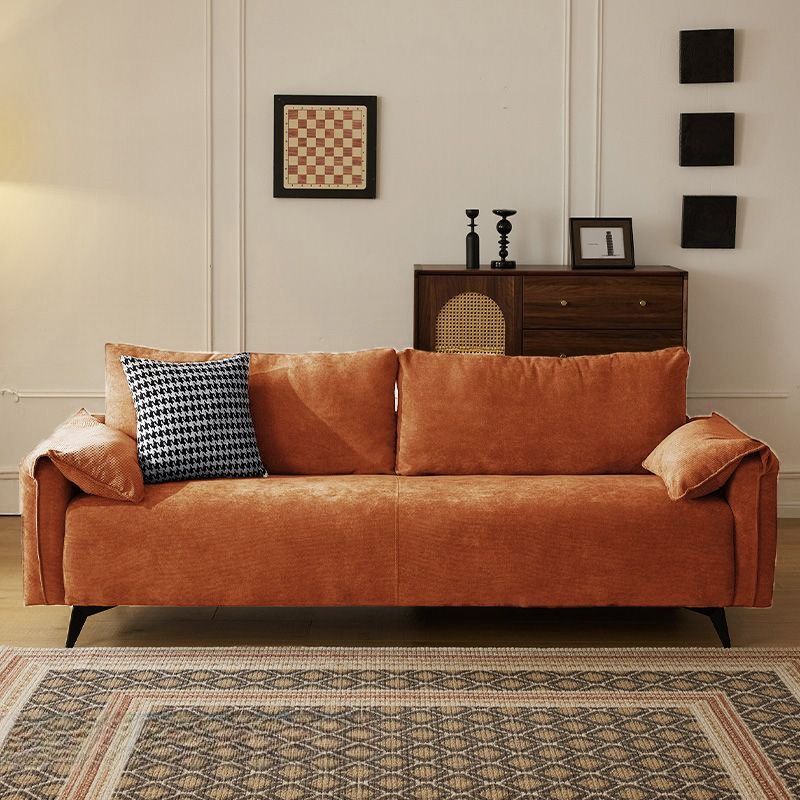 Contemporary Modern Solid Color Scratch-durable Loveseat in Midnight Black/Light Brown/Off-White, 2-seater with 1 Pillow
